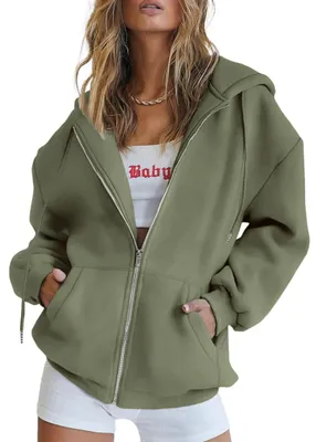 Imagen del producto de Sudadera con capucha de la marca Damen, de corte holgado, con cremallera, ideal para otoño e invierno