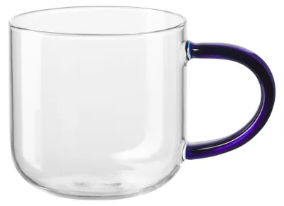 Produktbild von ASA coppa Glas Becher mit blauem Henkel 0,4l
