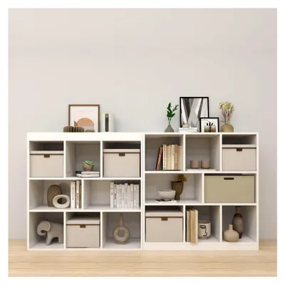 Produktbild von Raumteiler Bücherregal Weiß 3 Etagen Würfelregal mit 8 Fächern, Standregal 100x30x106cm