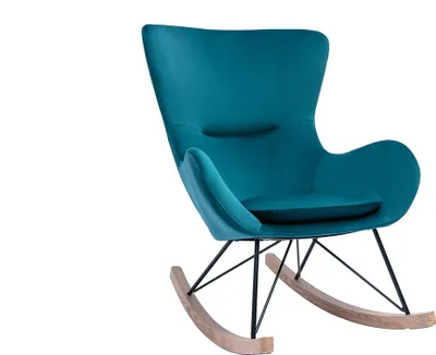 Produktbild von Miliboo - Design-Schaukelstuhl Velours petrol ESKUA