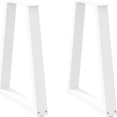 Image de Pieds de table à manger en forme de V, 2 pièces, blanc, 60 x (72-73,3) cm, acier
