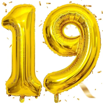 Productafbeelding van Gouden Cijferballon 19 - 40 Inch Folienballon voor Verjaardagsdecoratie