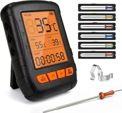 Produktbild von Digital Grillthermometer Bluetooth Bratenthermometer Grill Thermometer Wireless Küchenwecker Fleischthermometer für BBQ Küche Backofen Grill Steak
