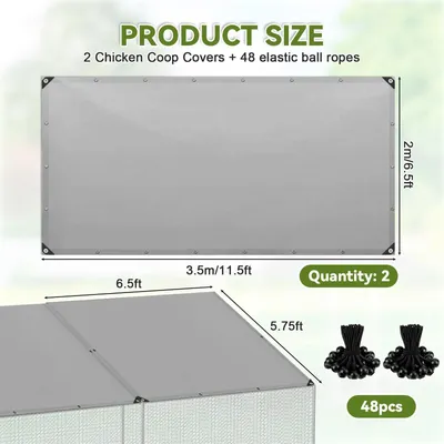 Produktbild von Hühnergehege Plane - Abdeckung - Wasserdicht - UV-Schutz - PE-Netzgewebe - 350 x 198 cm - 2er Set - Graugrün