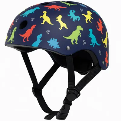 Productafbeelding van Suotu Skatehelm – lichtgewicht kinderhelm voor kinderen van 3-8 jaar | verstelbare kinderhelm met dinosaurusmotief, geschikt voor skateboarden, fietsen en skaten | maat S