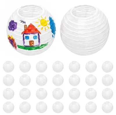 30 weiße Papierlaternen, 7,5 cm, rund, für DIY-Deko