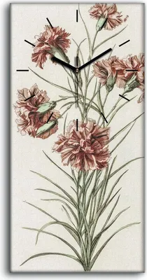 Produktbild von Küchenuhr Bürouhr Leinwand Uhr 30x60 Zeichnung Florale Blumen Pflanzen Kunst - schwarze Hände