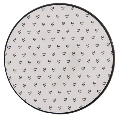 Immagine prodotto di Piattino Clayre & Eef Ø 33 cm Bianco Nero Plastica Cuori