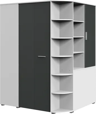 Produktbild von Dreh-/Schwebetürenschrank >Joker< (B/H/T: 124x199x148 cm) in Weiß