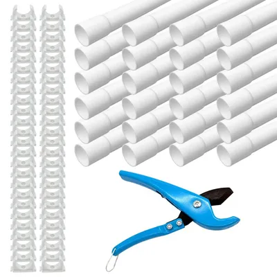 Produktbild von ARLI Installationsrohr M20 24 m gemufft PVC weiß mit 50 Klemmschellen und Rohrschneider Kabelrohr starr 20 mm Set