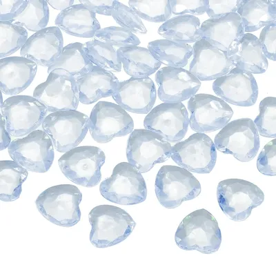 100 herzförmige Acryl-Strasssteine, 12 mm, flach, Blau