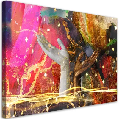 Produktbild von Leinwandbild Bunte Hände Abstraktion 90x60 Feeby Bunt bild für die wand bereit zum aufhängen