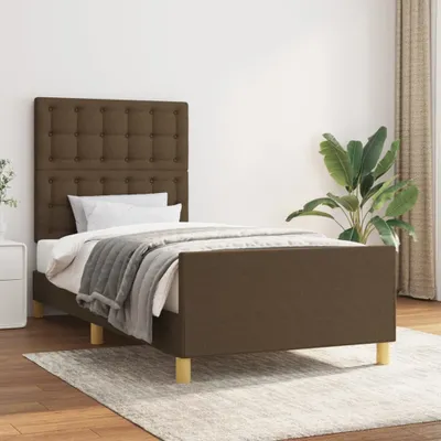 Productafbeelding van Maison Exclusive - Bedframe met hoofdeinde, donkerbruin, 80x200 cm, gestoffeerd
