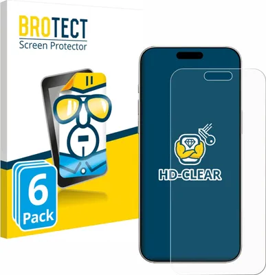 Produktbild von 6x Für Apple iPhone 16 Pro Schutzfolie BROTECT Displayschutz Display Schutz Folie Klar Transparent