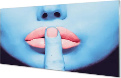 Produktbild von Glasbilder 100x50 Wandkunst Frau Neon Lippen