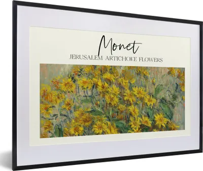 Produktbild von MuchoWow® Gerahmtes Poster Malerei - Monet - Blumen 60x40 cm - Poster mit Schwarzem Bilderrahmen Wandposter Rahmen Foto Bilder - Schlafzimmer - Plakat in Rahmen - Drucken