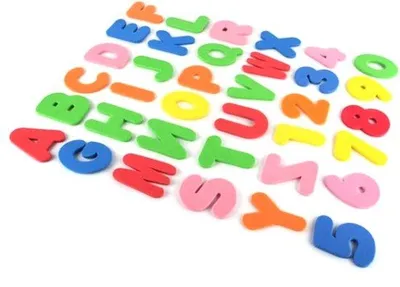 Immagine prodotto di Set di 36 adesivi per il bagno, 17 x 15 x 4 cm, lettere dalla A alla Z e numeri da 0 a 9, in schiuma, galleggiano
