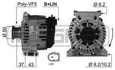 Immagine prodotto di ERA 210395A Alternatore 150 A 14 V compatibile con MERCEDES-BENZ Classe C Berlina (W204), Classe A (W169), Classe B (W245) e SMART