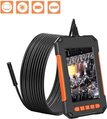 Produktbild von Industrie-Endoskop, 1080P HD-Endoskopkamera, Rohrinspektionskamera, 4,3-Zoll-HD-Bildschirm, 8 LED-Leuchten, Farbe Orange (10 m)