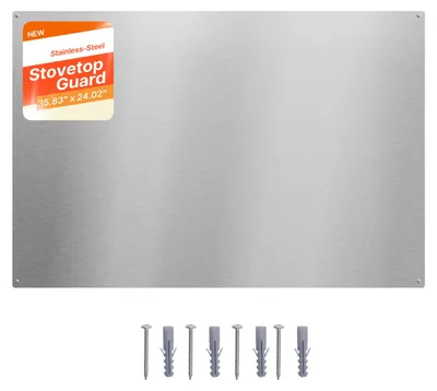 Obrázok produktu pre VEVOR, nerezová kuchynská zástenová doska, 91 x 61 cm, ochrana steny za sporák a digestor, s predvŕtanými otvormi, robustná zástenová doska na ochranu pred striekajúcou vodou, vhodná na varenie a praktické uloženie, strieborná farba