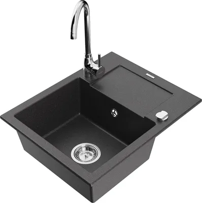 Immagine prodotto di Mexen Enzo lavello in granito a 1 vasca con scolapiatti e rubinetto da cucina Telma, nero maculato - 6506-76-670200-00