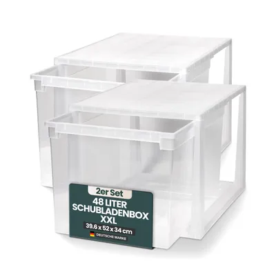 Produktbild von Set: 2 x Schubladenbox Größe 52 XXL mit Nutzvolumen von 50 Litern, Maße: 39,6x52x33,9 cm