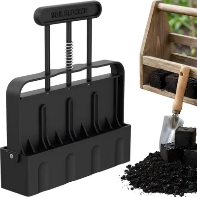 Produktbild von Erdblocker 2 Zoll 4-fach, Erdpresse für Anzucht, mit ergonomischem Griff, für Setzlinge, Gemüse & Kräuter, plastikfreie Pflanzhilfe