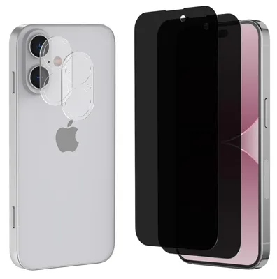 Produktbild von Schwarzes Anti-Spionage-Glas für iPhone 16 und Kameraschutz [2er-Pack] Displayschutzfolie  Phonillico®