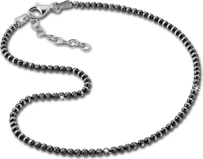 Produktbild von SilberDream 27cm Fußkette Damen geschwärzt diamantiert Kugeln Silber D2SDF2164K