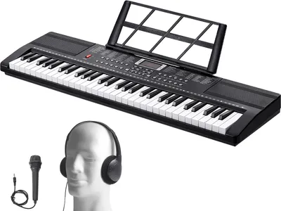 Produktbild von SucceBuy Elektro Klavier 61 Tastatur Digitales Piano mit 200 Tönen und 200 Rhythmen