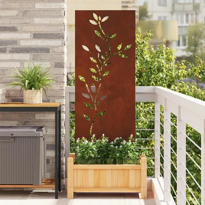 Image de vidaXL Toile de protection visuelle de jardin rouillée 50 x 140 cm Acier résistant aux intempéries