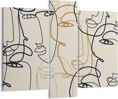 Produktbild von Bild auf Leinwand - Leinwandbild - 3 Teile - Frau Gesicht Linie - 95x80cm - Wand Bild - Wanddeko - Wandbilder - Leinwanddruck - Bilder - Wanddekoration - Leinwand bilder - Wandbild - CB95x80-5109