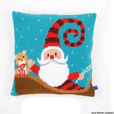 Produktbild von Vervaco Kreuzstichkissen "Lustiger Weihnachtsmann", Stickbild vorgezeichnet