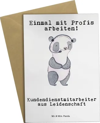 Produktbild von Mr. & Mrs. Panda babykarte Kundendienstmitarbeiter Leidenschaft - Weiß - Geschenk, Customer Service, Klappkarte, Spruch, Grußkarten, einladungskarten, Callcenteragent