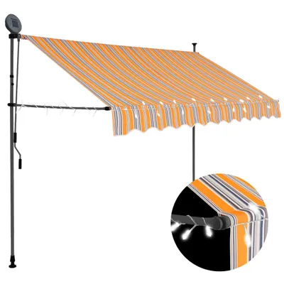 Image de vidaXL Store rétractable manuel avec LED 250 cm jaune bleu