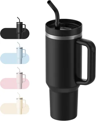 Produktbild von Thermosbecher mit Strohhalm 1,2L, Spülmaschinenfest, mit Deckel, für Camping
