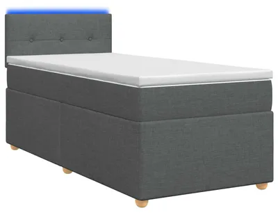Obrázek produktu pro Postel s pružinovou základnou, matrací a LED osvětlením, tmavě šedá, 90 x 190 cm, potahová látka