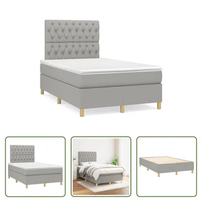 Produktbild von The Living Store Boxspringbett mit Matratze Hellgrau 120x190 cm Stoff