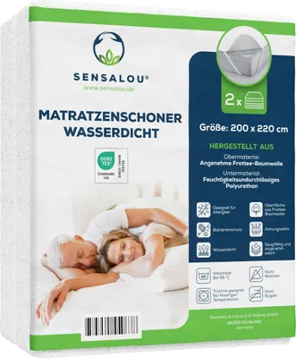Zdjęcie produktu dla Wodoodporny ochraniacz na materac Sensalou - ochrona przed wilgocią - 200 x 220 cm 2-pak