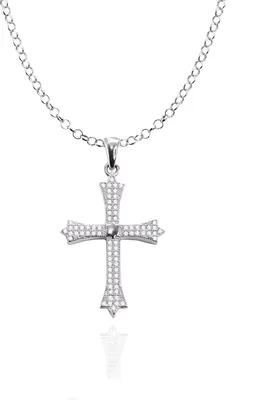 Produktbild von Karisma Damen Silber 925 Anhänger Kreuz Zrikonia Collier Kette mit Verlängerung 5cm - Roségold Weiße Steine