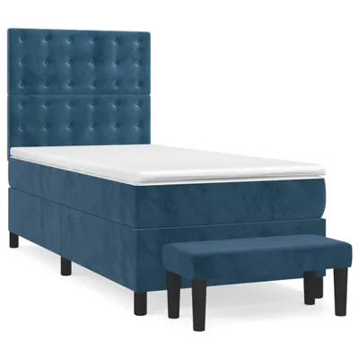 Produktbild von Boxspringbett mit Matratze Dunkelblau 100x200 cm Samt