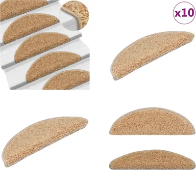 Immagine prodotto di vidaXL Tappetini per gradini 10 pezzi 56x20 cm crema - Tappetino per scale - Tappeto per scale - Protezione per scale