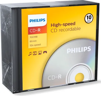Zdjęcie produktu dla 1x10 Philips CD-R 80Min 700MB 52x SL