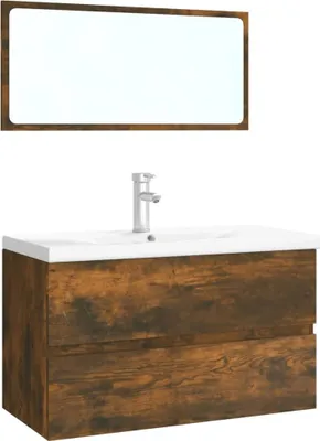 Imagen del producto de Set de muebles de baño madera contrachapada color roble ahumado