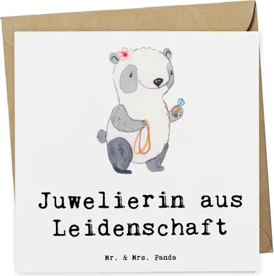 Produktbild von Mr. & Mrs. Panda Grußkarte Juwelierin Leidenschaft - Weiß - Geschenk, Spruch, doppelkarte, Schmuckgeschäft, Eröffnung, Witzig, Glückwunschkarte, anlasskarte, Lustig