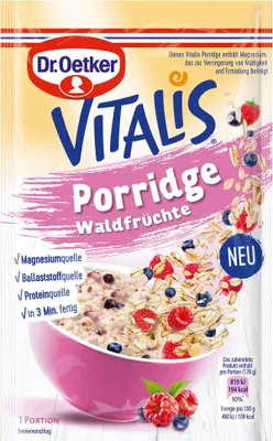 Produktbild von Dr. Oetker Vitalis Porridge Waldfrüchte 53g