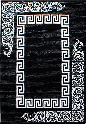 Image de Teppium Tapis 200x290 cm, Design Moderne Méandre Noir Blanc, Facile d’Entretien, Idéal pour Grands Salons ou Espaces Ouverts