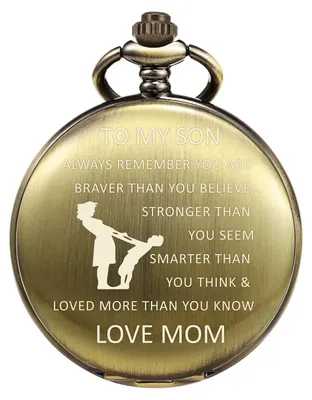 Immagine prodotto di Solidchoice - Orologio da tasca personalizzato per un figlio, con catena e finitura in bronzo