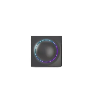 A square-shaped smart home lighting control device with a circular illuminated ring.