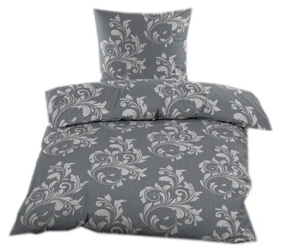 Produktbild von Seersucker Bettwäsche 135x200 mit Reißverschluss - Grau mit Ornamente